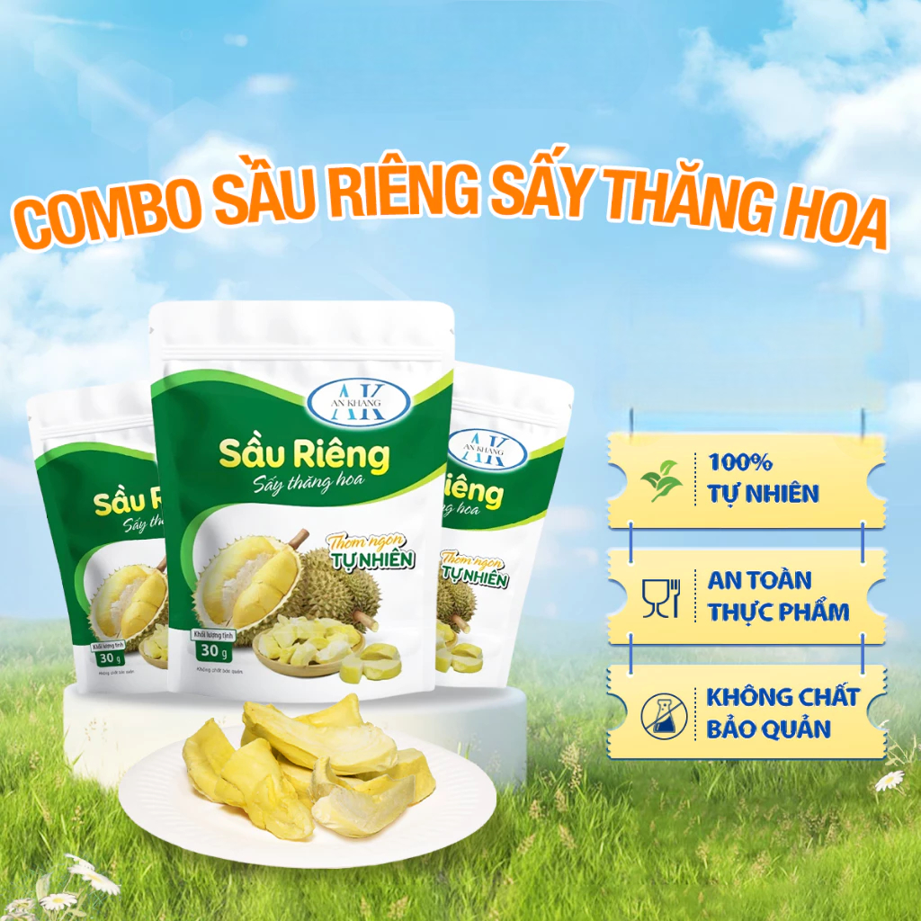 [Laifarm] Sầu riêng sấy thăng hoa  không đường 100% giữ trọn vị gói 30g AnKhang Foods