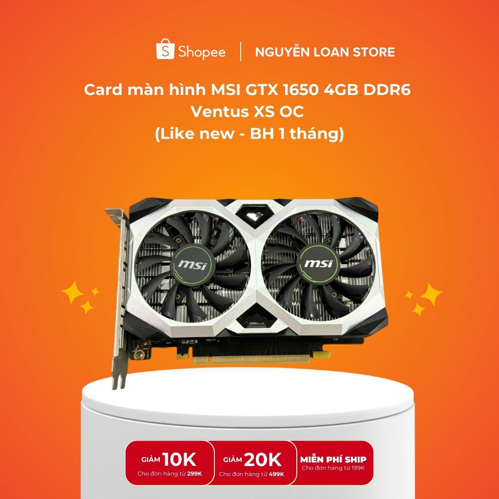 Card màn hình MSI GTX 1650 Super 4GB DDR6  Ventus XS OC  (Like new - BH 1 tháng)