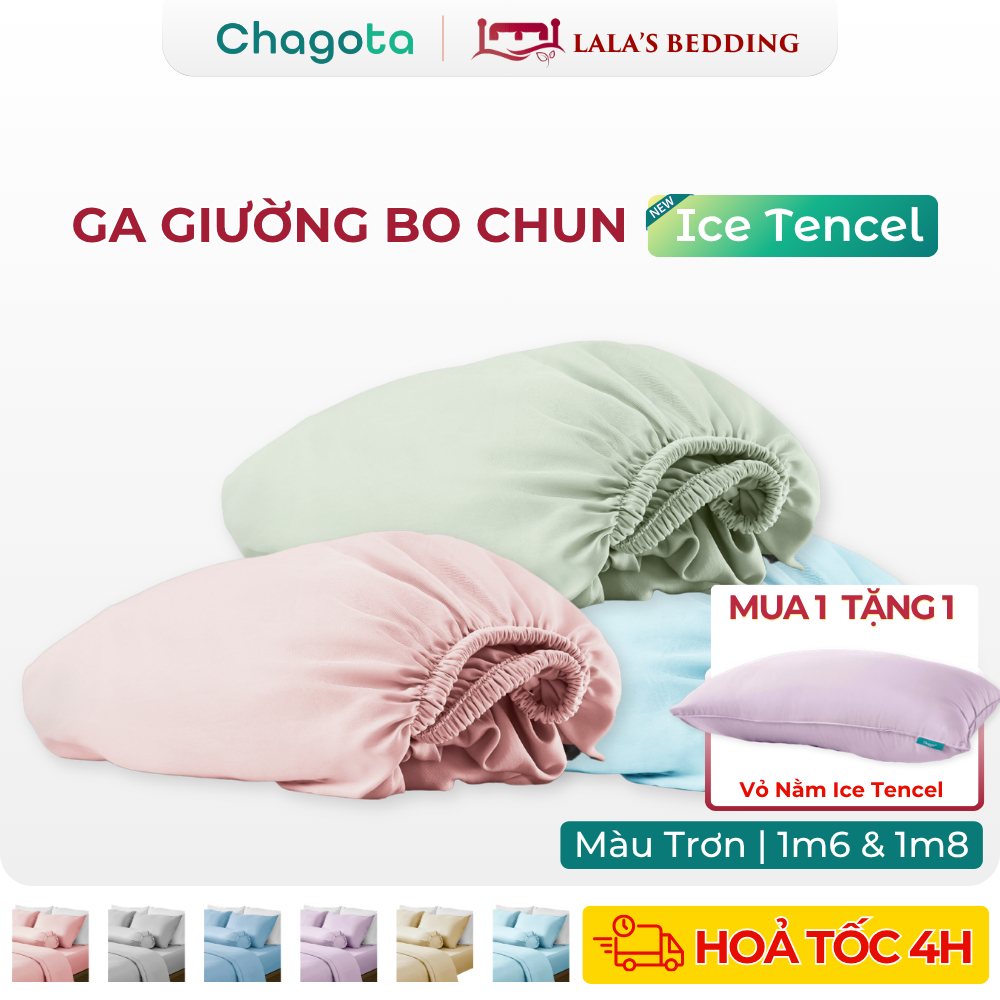 [HỎA TỐC] [Chagota x Lala's] Ga giường lụa Silk Ice Chagota Bedding Size 1m2 đến 2m2 có nhiều màu bo