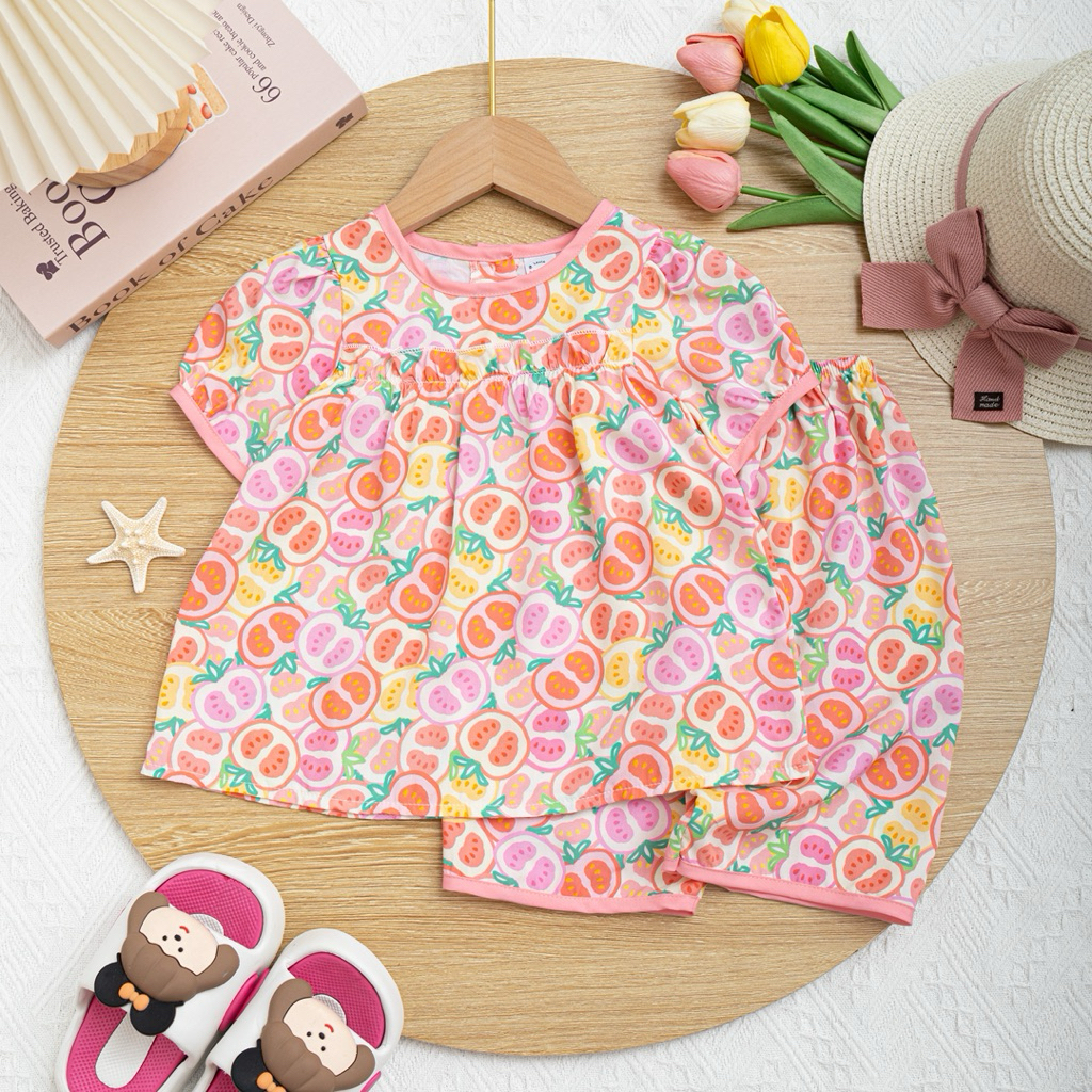 Bộ tole quần lửng phối viền cho bé gái size 8-18kg- Lavin Kids