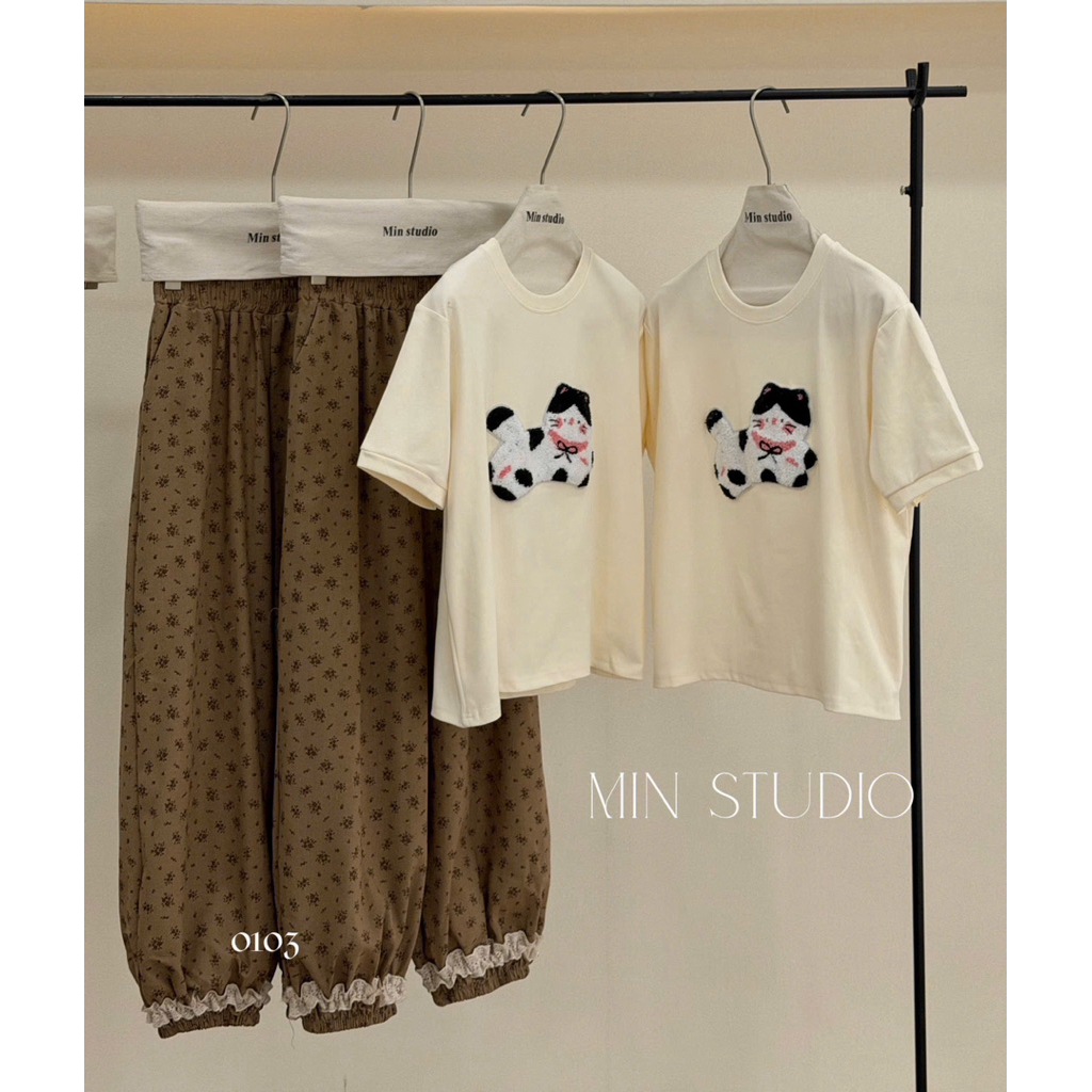 𝙈𝙄𝙉 𝙎𝙏𝙐𝘿𝙄𝙊 Set mèo thêu nổi