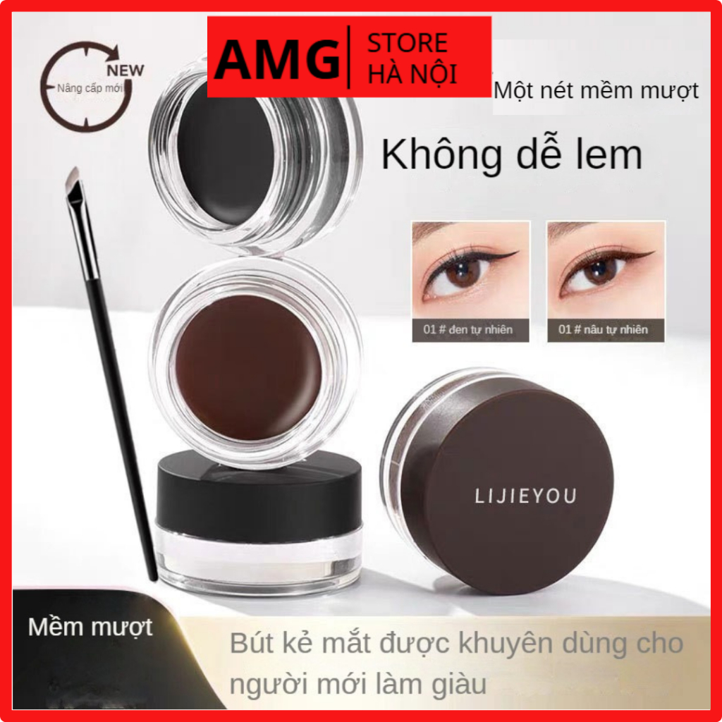 Gel kẻ mắt 2 màu đen & nâu LIJIEYOU kèm cọ miễn phí, lâu trôi, chống nước & mồ hôi | BigBuy360 - bigbuy360.vn
