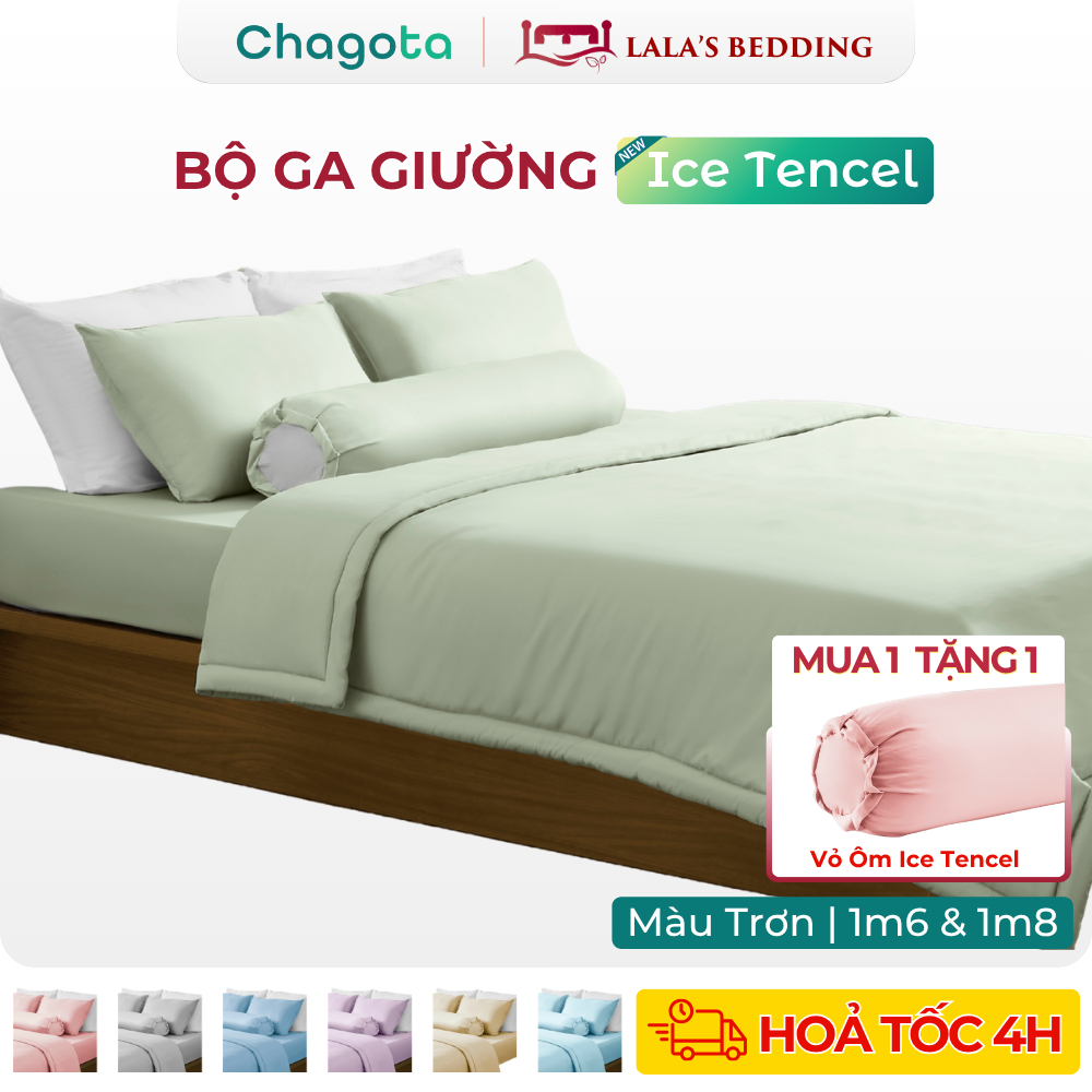 [HOẢ TỐC] [Chagota x Lala's] Bộ Chăn Ga Gối Lụa Silk Ice Size 1mx2m Đến 2mx2m2 Mát Lạnh Chagota Bedd