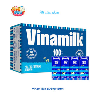 Thùng 48 hộp sữa tươi VINAMILK 100% ÍT ĐƯỜNG 180ML