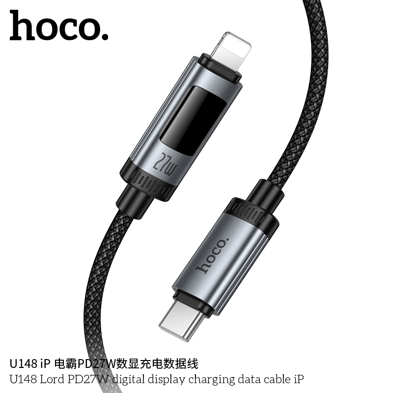 Cáp sạc nhanh PD 27W Hoco C to L bọc dù 1m2 U125 U137 U148 đầu cáp Led số W cho X/11/12/13/14series | BigBuy360 - bigbuy360.vn