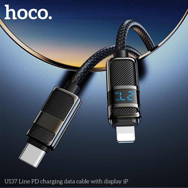 Cáp sạc nhanh PD 27W Hoco C to L bọc dù 1m2 U125 U137 U148 đầu cáp Led số W cho X/11/12/13/14series | BigBuy360 - bigbuy360.vn