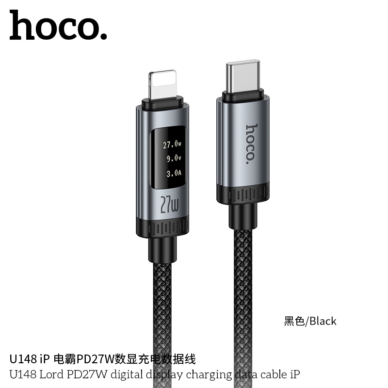 Cáp sạc nhanh PD 27W Hoco C to L bọc dù 1m2 U125 U137 U148 đầu cáp Led số W cho X/11/12/13/14series | BigBuy360 - bigbuy360.vn