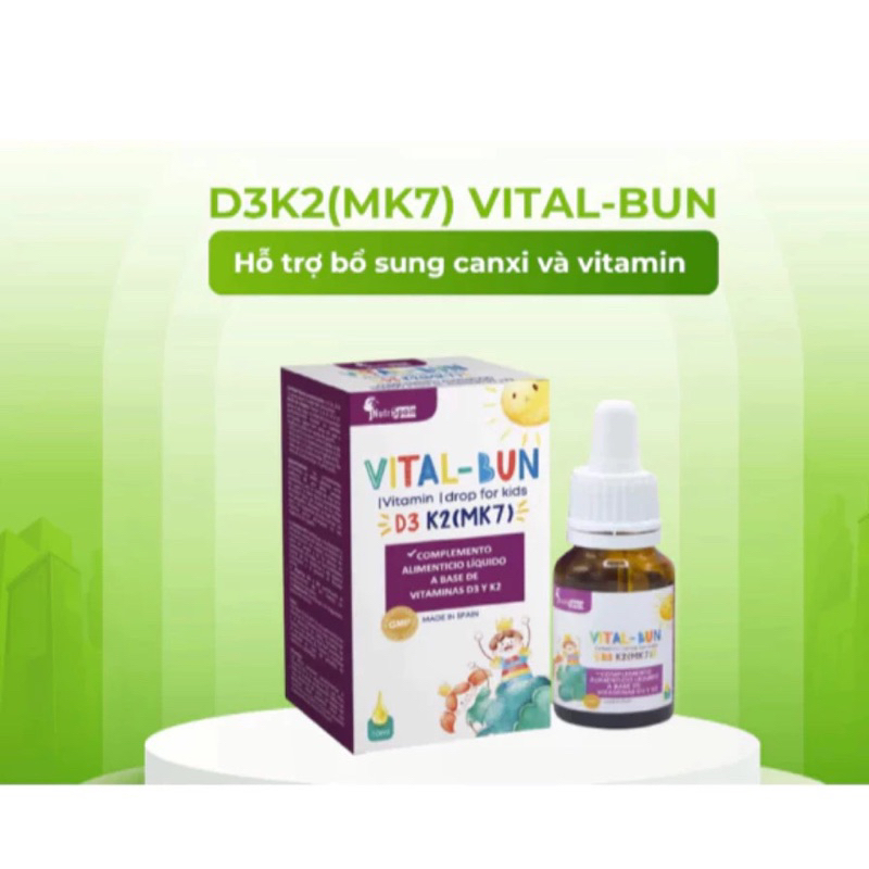 D3k2 mk7 Vital -Bun bổ sung d3k2 mk7 giúp xương chắc khỏe , trẻ hay quấy khóc đêm , cải thiện cho bé