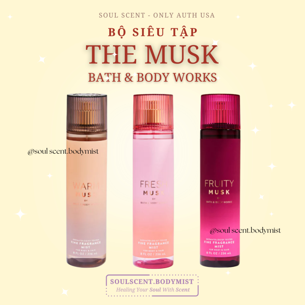 [BST THE MUSK] Warm Musk | Fresh Musk | Fruity Musk Body mist xịt thơm toàn thân Bath & Body Works |
