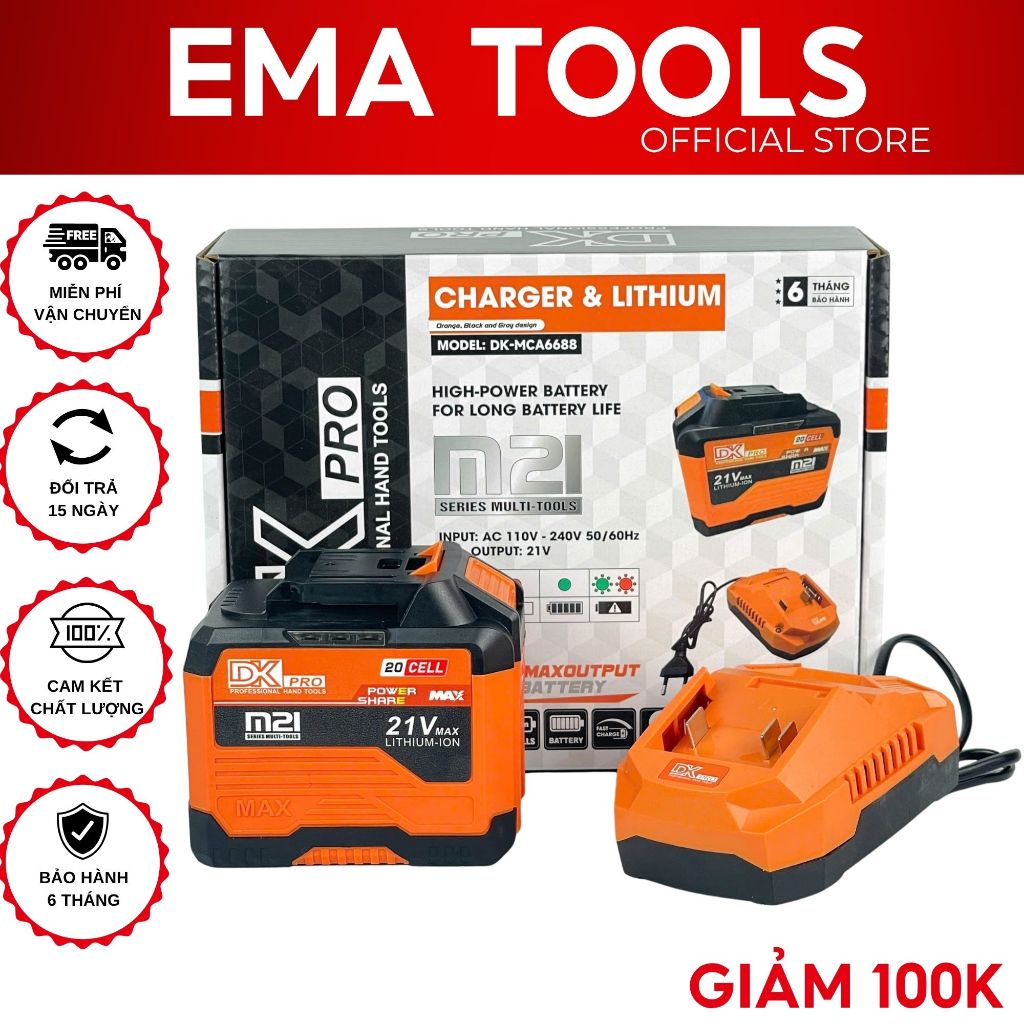 Pin 20 Cell DKPRO Mạch 4 Mosfet Có Cổng Cắm USB - Chân Pin Phổ Thông, Có Đèn Led Báo Pin