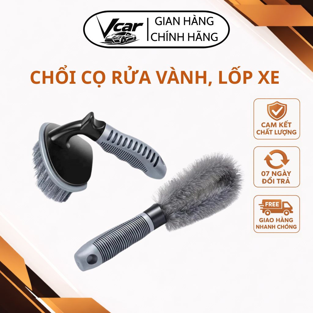 Bộ Chổi Cọ Rửa Lốp Ô Tô Cọ Rửa Vành Ô Tô Mâm Ô Tô, Chổi Vệ Sinh Lốp Xe Ô Tô Chuyên Dụng Tay Cầm Chắc