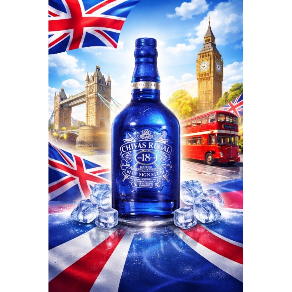 Vỏ Chai Rượu Ngoại Mới 99% Chivas 18 Blue Thủy Tinh Scotland Dung Tích 700ml Rất Đẹp. Chai Rỗng Khôn
