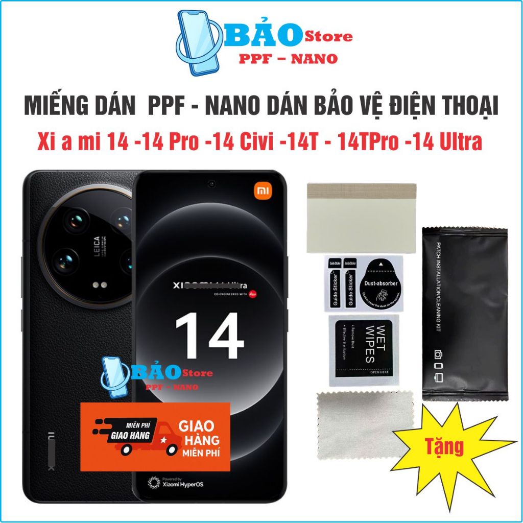 Miếng dán NANO-PPF Xi a mi 14 -14 Pro -14 Civi -14T - 14TPro -14 Ultra bảo vệ điện thoại chống bể mà