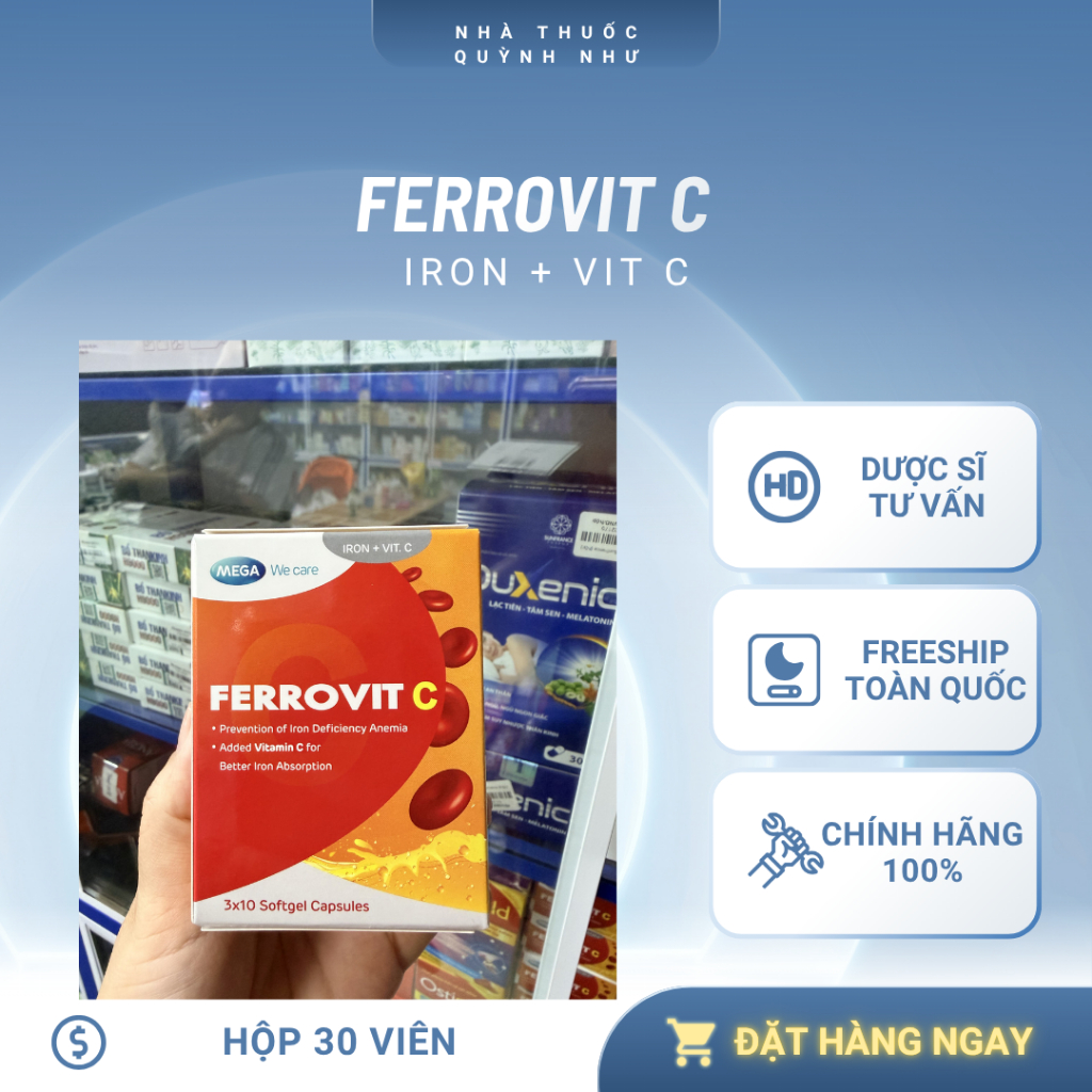Ferrovit C Viên Uống Bổ Sung Sắt + Vitamin C | Hỗ Trợ Sức Khỏe, Phù Hợp Người Thiếu Sắt