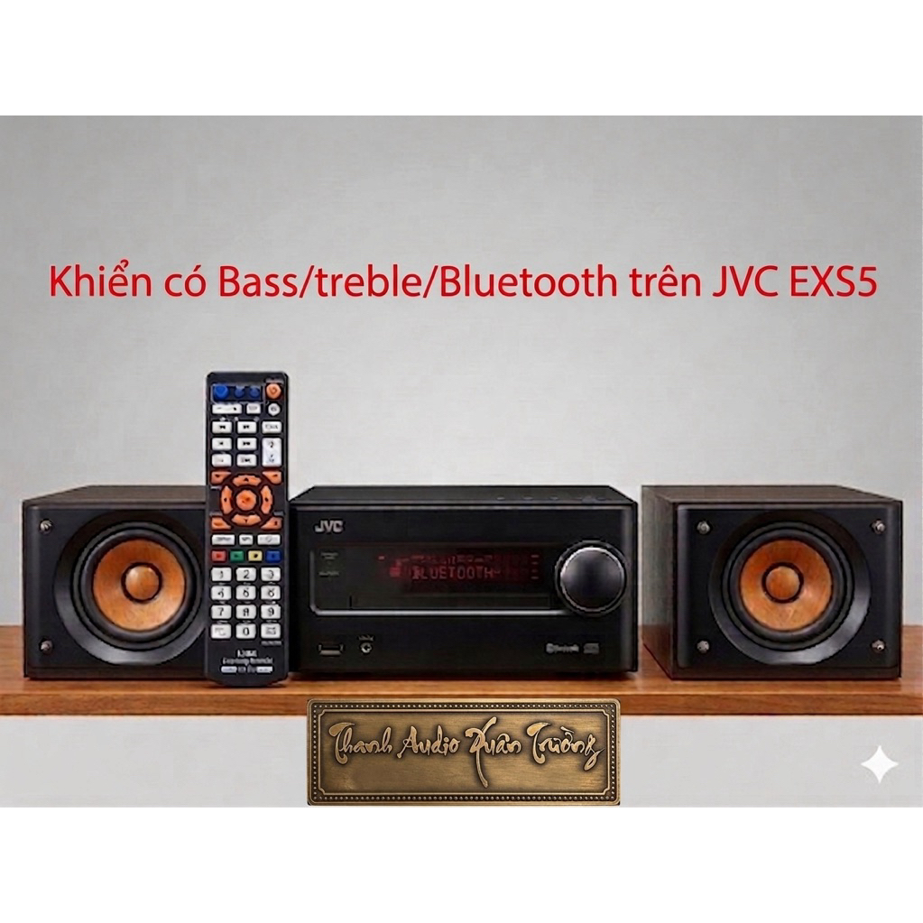 Khiển học lệnh dàn JVC EXS5 có bluetooth, bass treble sử dụng ngay.