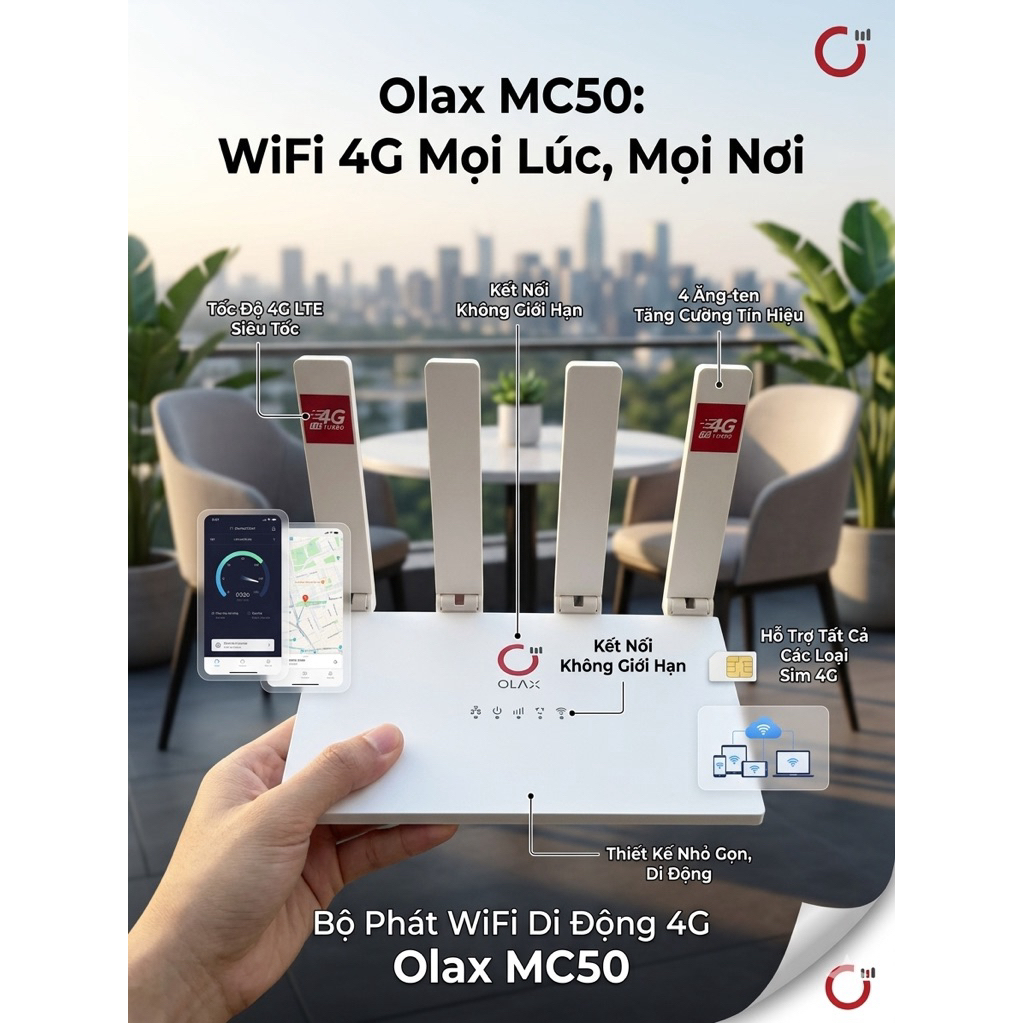 Phát wifi từ Sim 3G/4G OLAX MC50 WIFI 6 cắm điện 24/24 , cổng type C