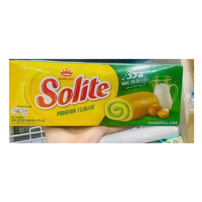 Bánh Bông Lan Cuộn Kem Vị Lá Dứa Solite Hộp 360G