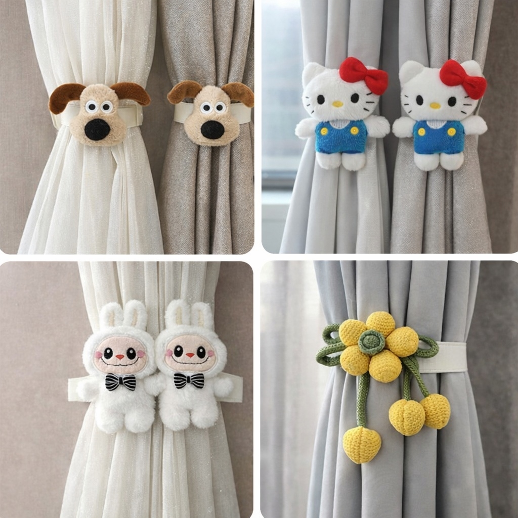 2 Dây Buộc Rèm Cửa Hình Thú Cute – Đai Cột Rèm Trang Trí Phòng Khách, Phòng Ngủ Dễ Thương