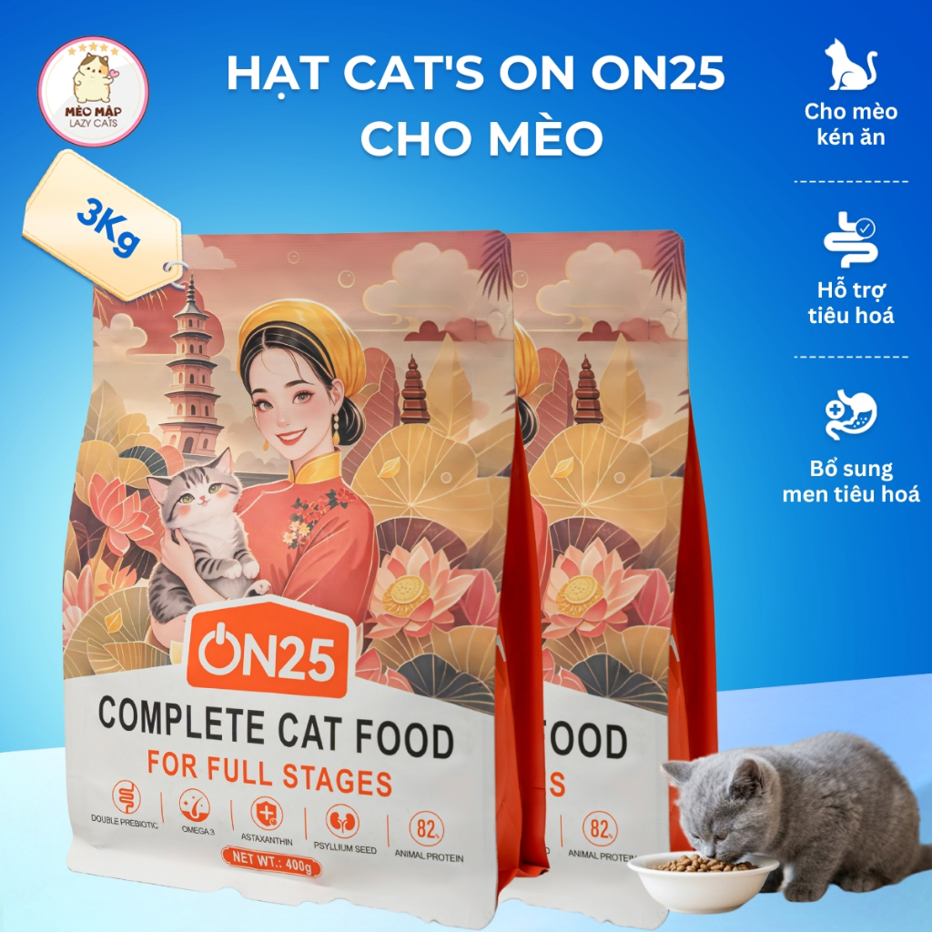 Cat's on ON25 hạt dành cho mèo - hỗ trợ tiêu hoá, giảm hôi phân, dưỡng da lông bóng và khoẻ mạnh