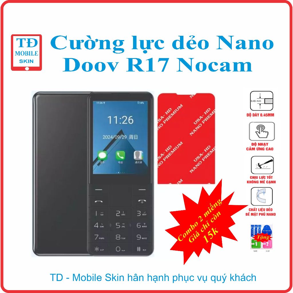 Cường lực dẻo bảo vệ màn hình điện thoại R17 Nocam