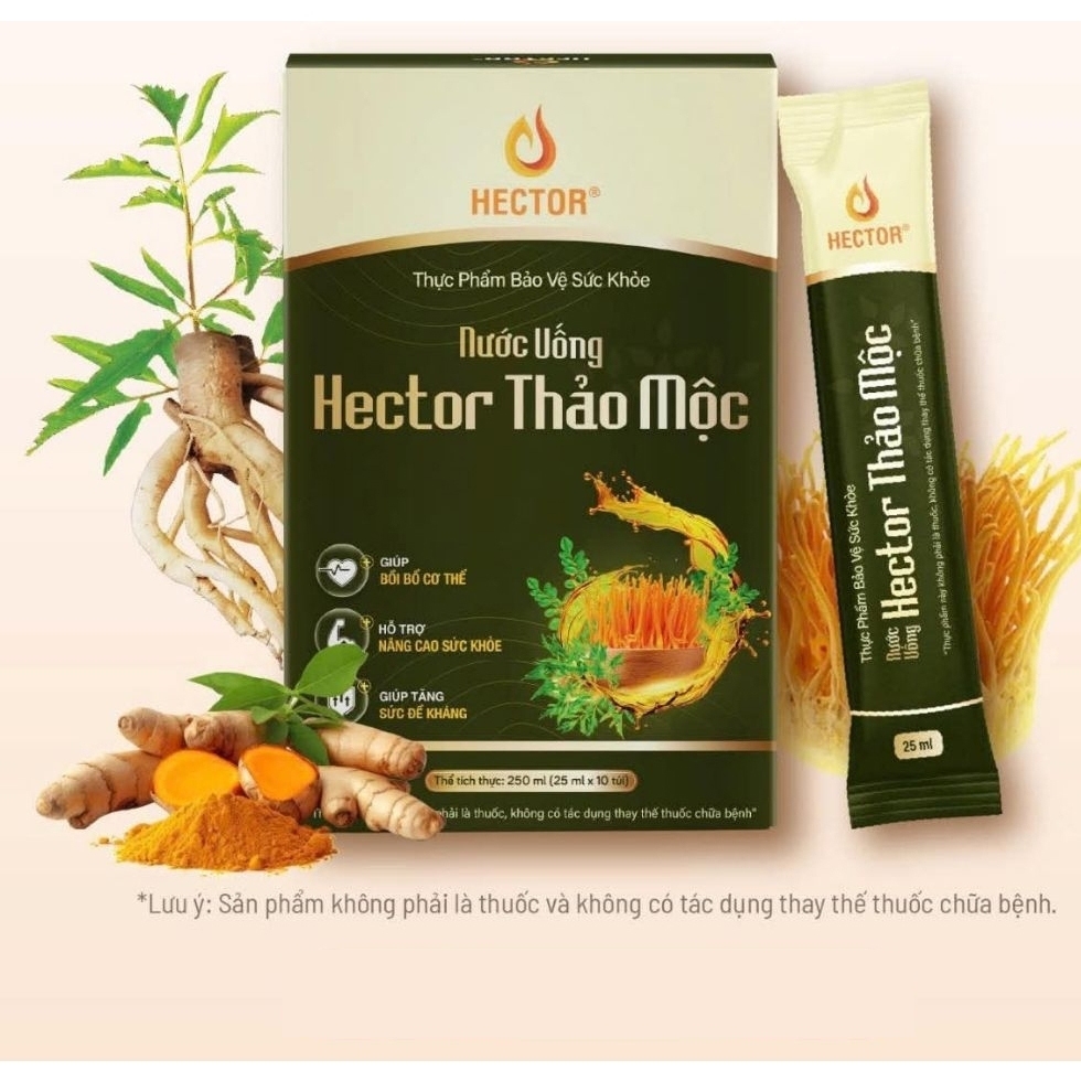 Hector Thảo Mộc - Nước Uống Đông Trùng Hạ Thảo 6000mg Chùm Ngây 200mg Đinh Lăng 100mg Curcumin 20mg 