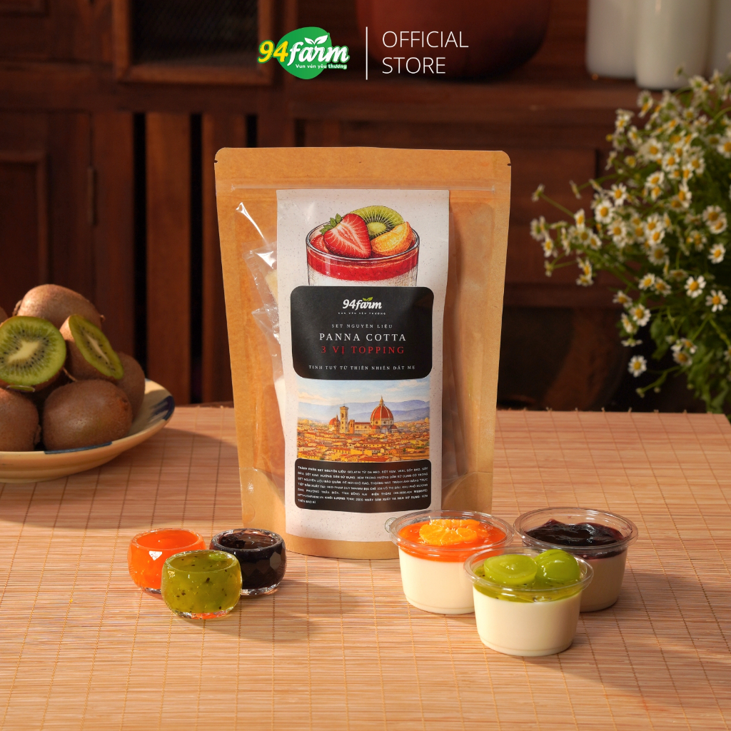 [1 SET][TẶNG 15 KHUÔN] Set nguyên liệu nấu bánh Panna Cotta 94farm Thành phẩm 20 bánh Food Cake