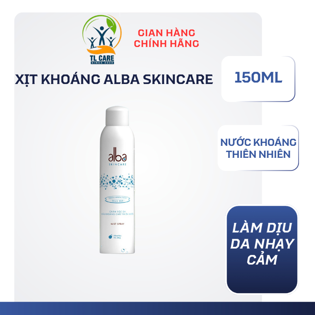Xịt Khoáng Alba Skincare 150ml Dưỡng Ẩm, Làm Dịu Da Nhạy Cảm & Giữ Lớp Trang Điểm