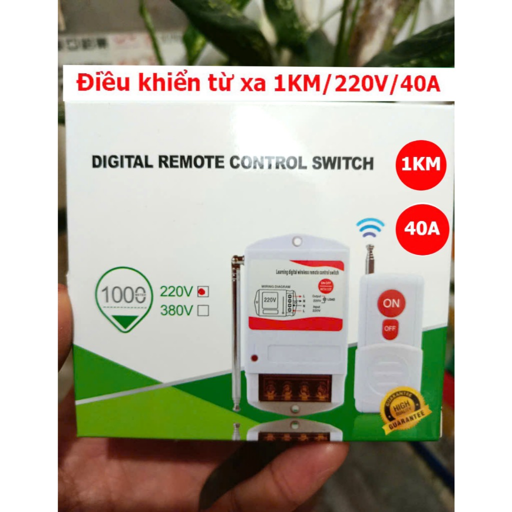 Điều khiển bật tắt từ xa 1km 220V 40A (hàng loại 1 rơ le chuẩn 40A) lắp cho mô tơ,máy bơm nước,máy rửa xe,quạt,bóng điện