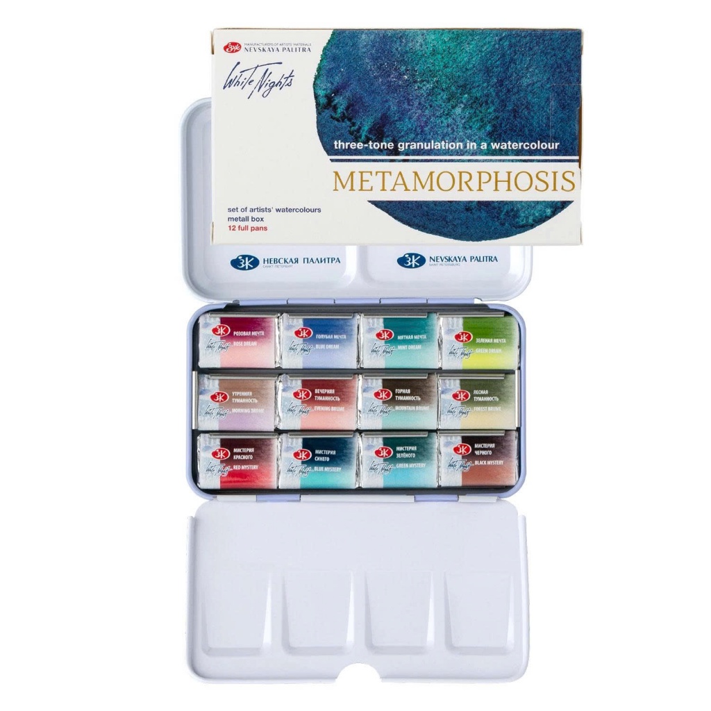 Màu Nước White Nights Metamorphoses 12 Màu Full Pans Hộp Thiếc – Màu Tách Lớp White Nights Metamorph