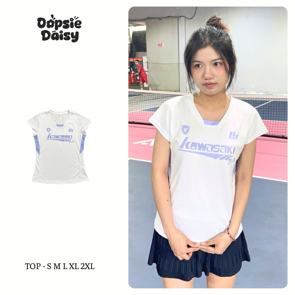 [Form Nữ] Áo cầu lông, pickleball, thể thao kawasaki tím trắng pastel