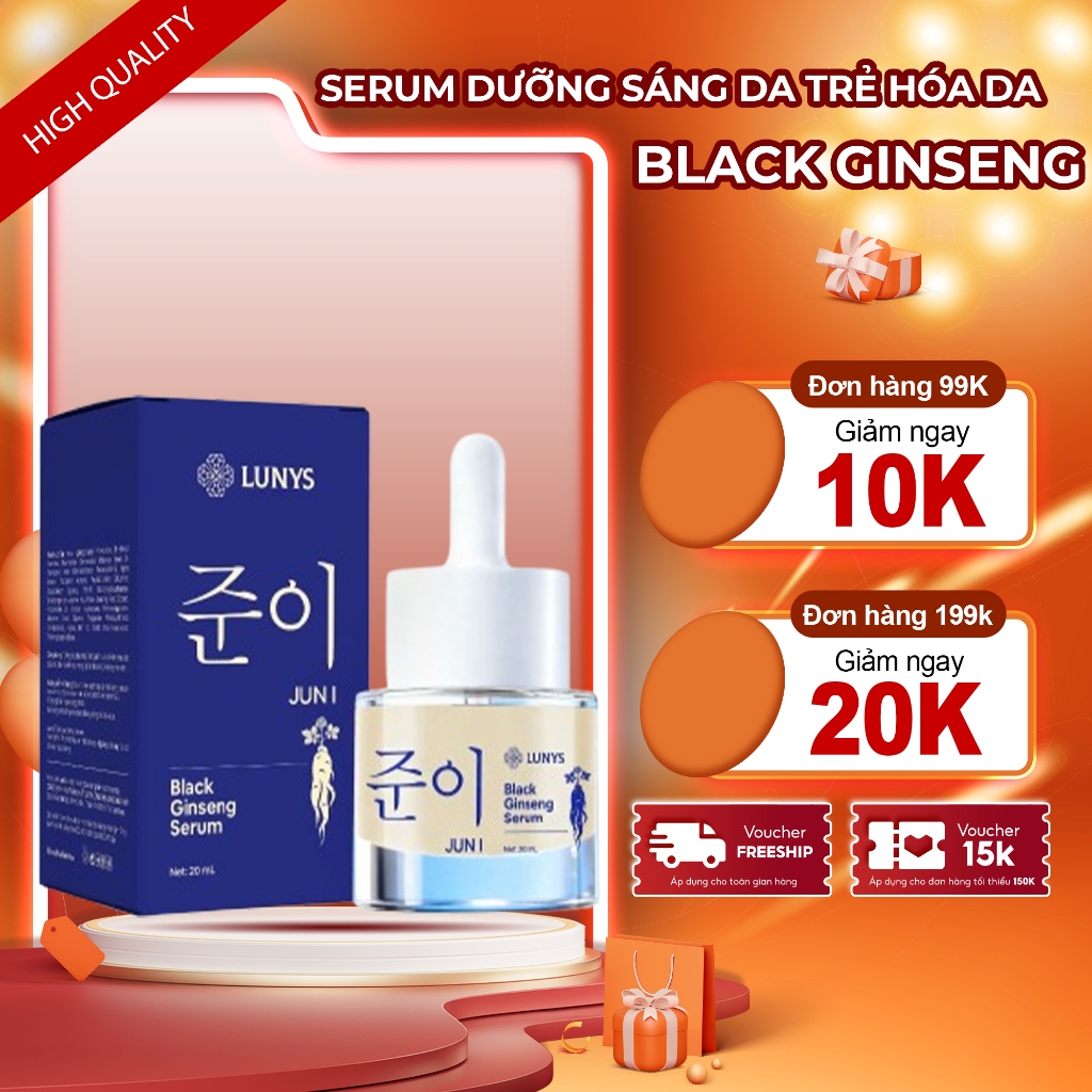 Serum Nhân Sâm Đen JUNI Black Ginseng - Serum Black Ginseng Dưỡng Sáng Da Làm Mờ Các Nếp Nhăn, Trẻ H