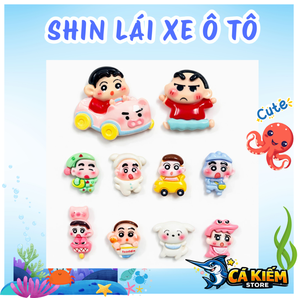 [CHARM SHIN] Shin lái xe ô tô, Thú Cưng, Biểu Cảm Kawaii Trang Trí Dép Hot Trend 2026