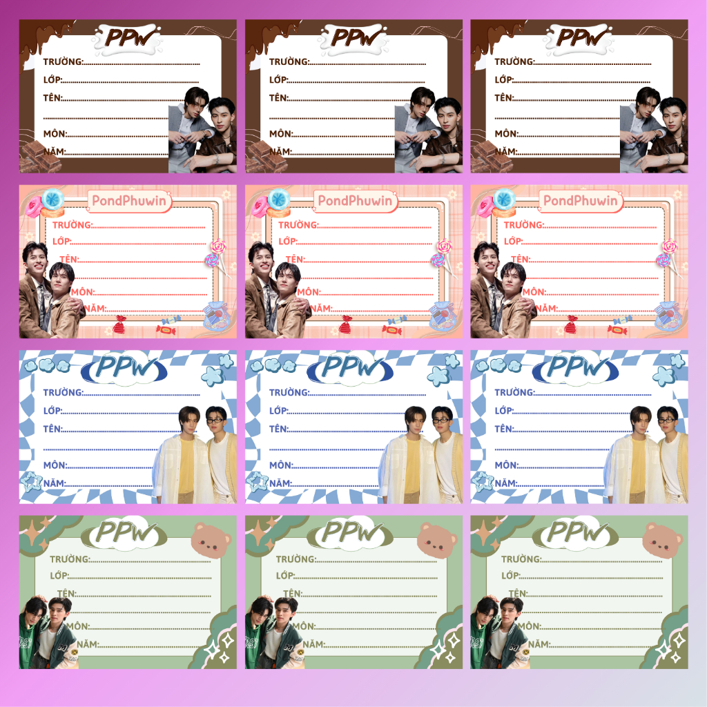 SET NHÃN VỞ OTP - Set 12 nhãn vở