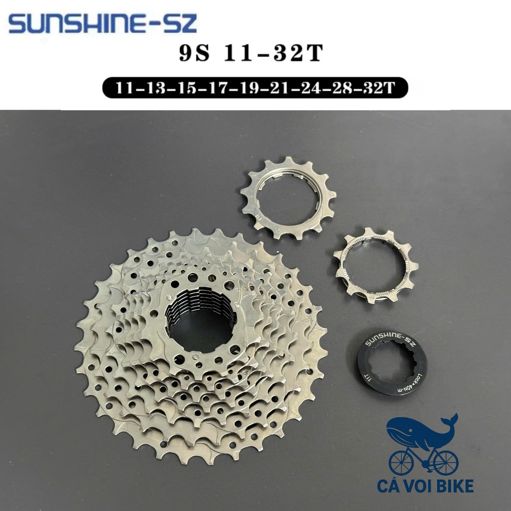 LÍP THẢ XE ĐẠP 9 TẦNG, Líp Sunshine 9s 11-32T, Líp thả xe đạp SUNSHINE 9 tầng 11-32 răng, ổ líp xe đ