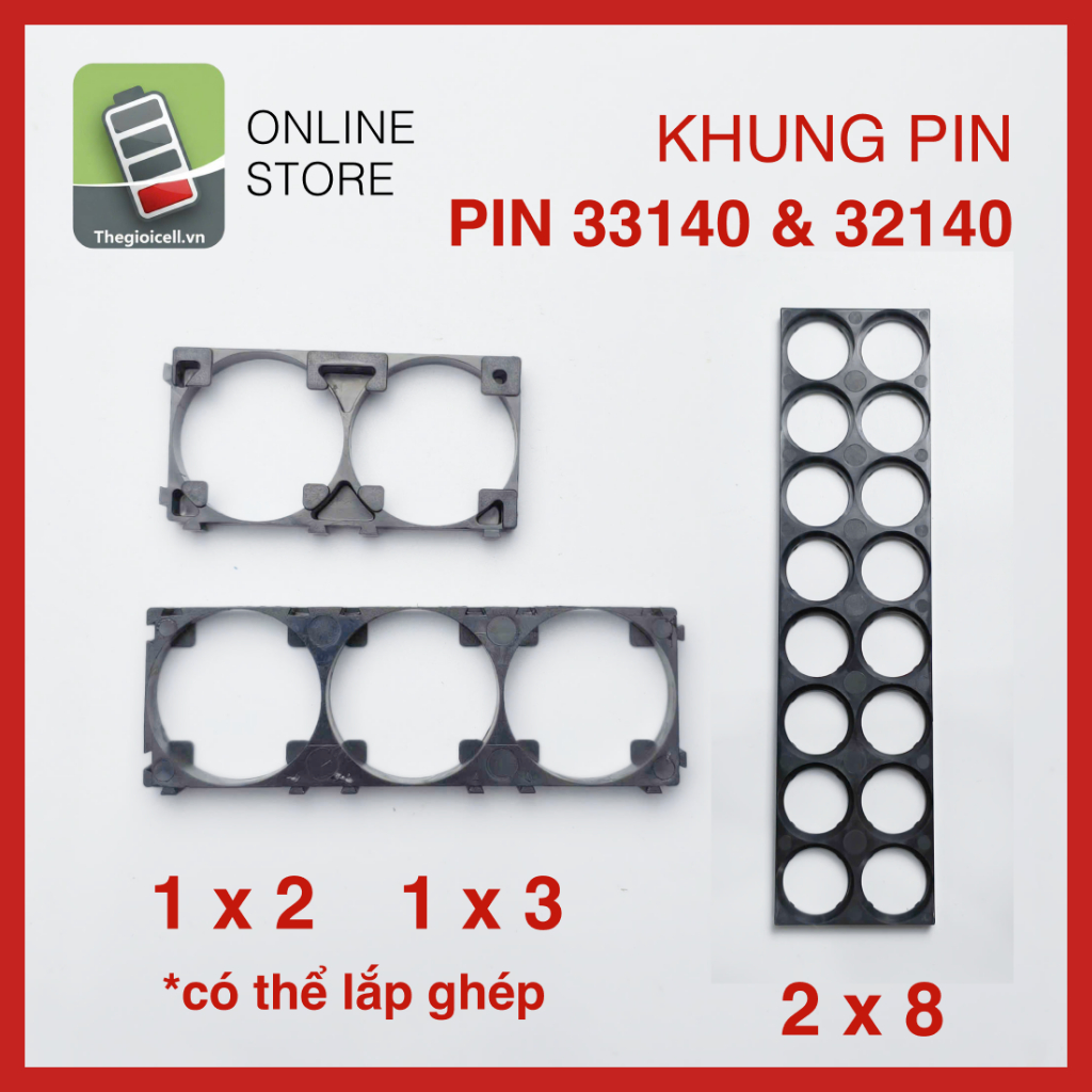 [ COMBO GIÁ SỈ ] Khay Khung Cố Định Pin 33140/32410 - 1x2 / 1x3 / 2x8 - Chống Rung, Cách Điện, Nhiệt