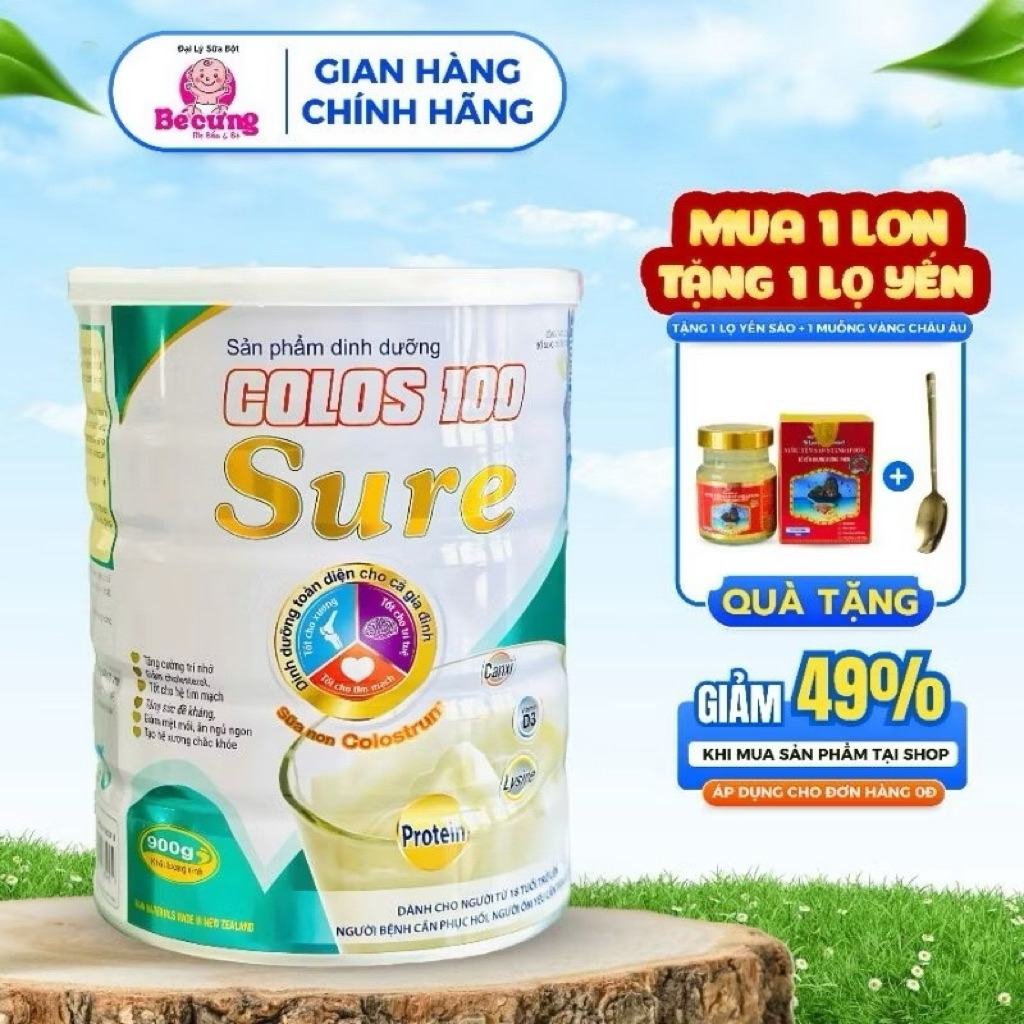 SỮA COLOS 100 SURE 900G DÀNH CHO NGƯỜI CẦN PHỤC HỒI SỨC KHỎE