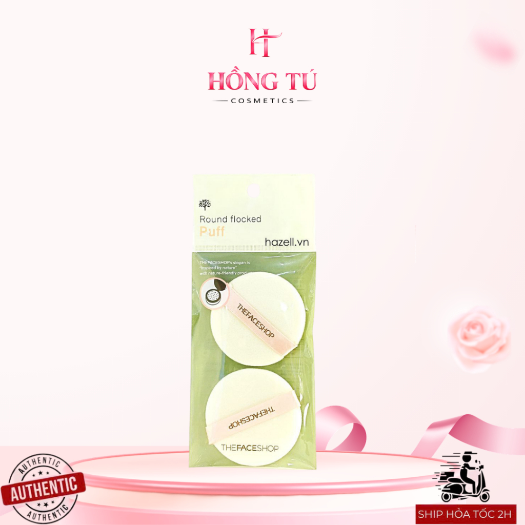 [CHÍNH HÃNG] Bông Đánh Phấn Phủ TFS Round Flocked Puff The Face Shop Túi 2 Miếng