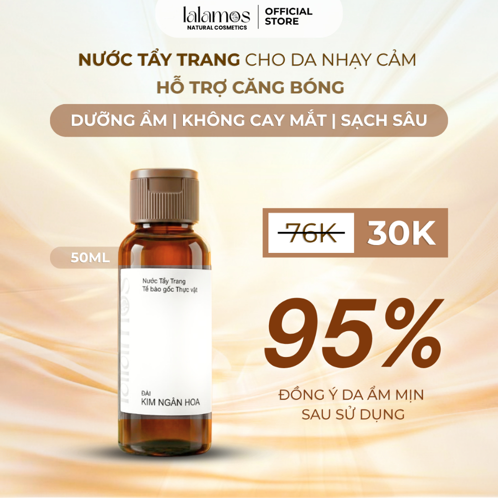 Nước Tẩy Trang Kim Ngân Hoa LALAMOS Sạch Sâu Dịu Nhẹ Không Cay Mắt Phù Hợp Mọi Loại Da 50ml