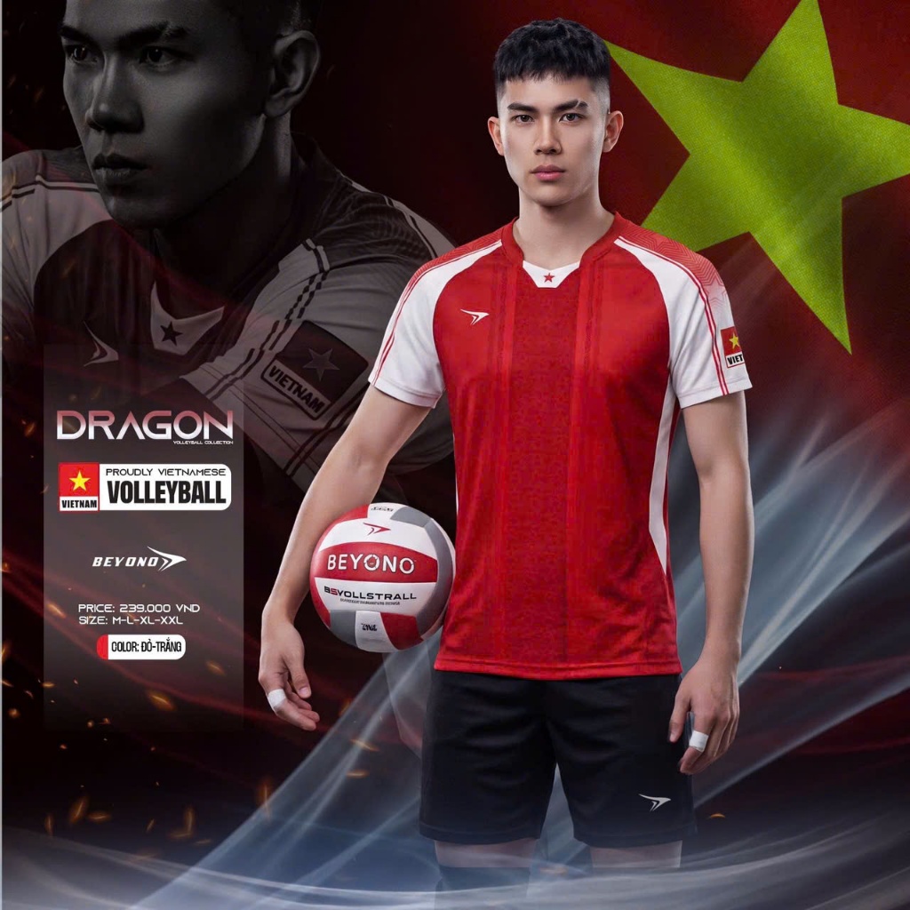 Bộ bóng chuyền nam BEYONO DRAGON chính hãng form rộng co giãn thoáng khí, áo thể thao cầu lông pickl