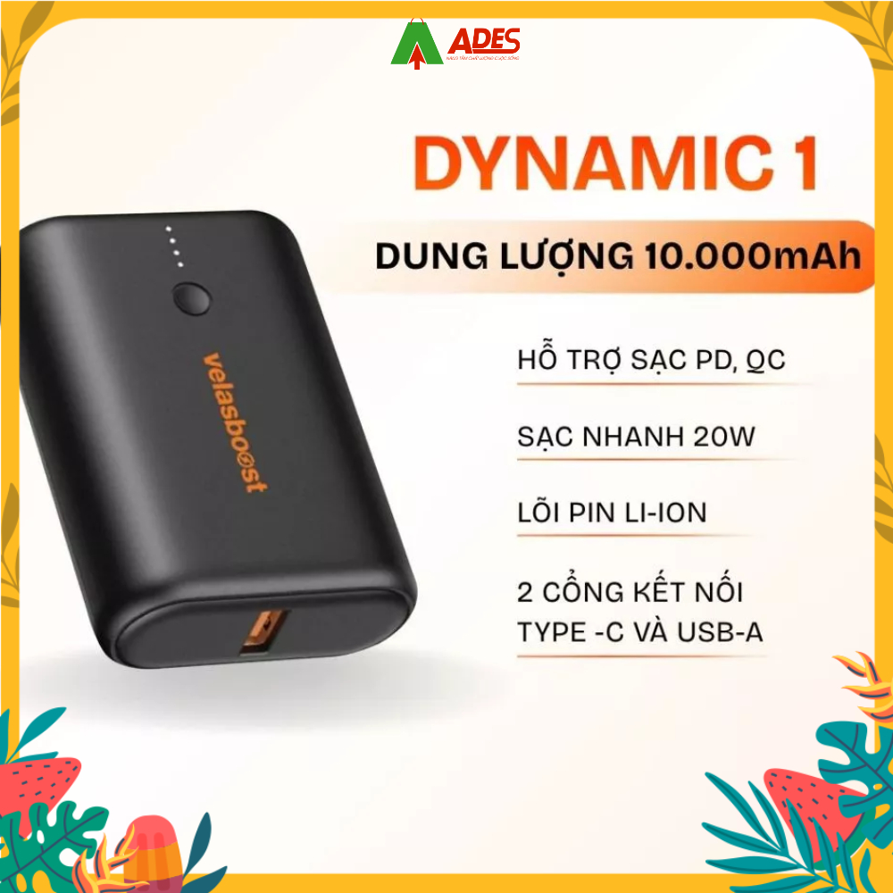 ✔️Pin sạc dự phòng 10.000 mAh Dynamic 1 velasboost, Sạc nhanh, Báo pin tiện lợi ✔️Chính Hãng✔️BH 12 