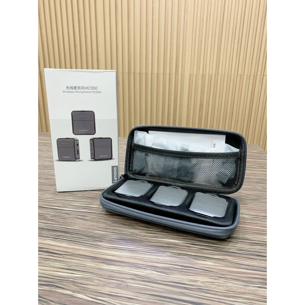 Mic thu âm không dây cài áo hãng LEN0V0 MC550 2TX + 1RX-Full Box