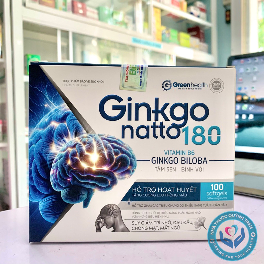 Viên uống bổ não Ginkgo Natto 180mg hỗ trợ tăng cường tuần hoàn máu não và cải thiện trí nhớ và mất 