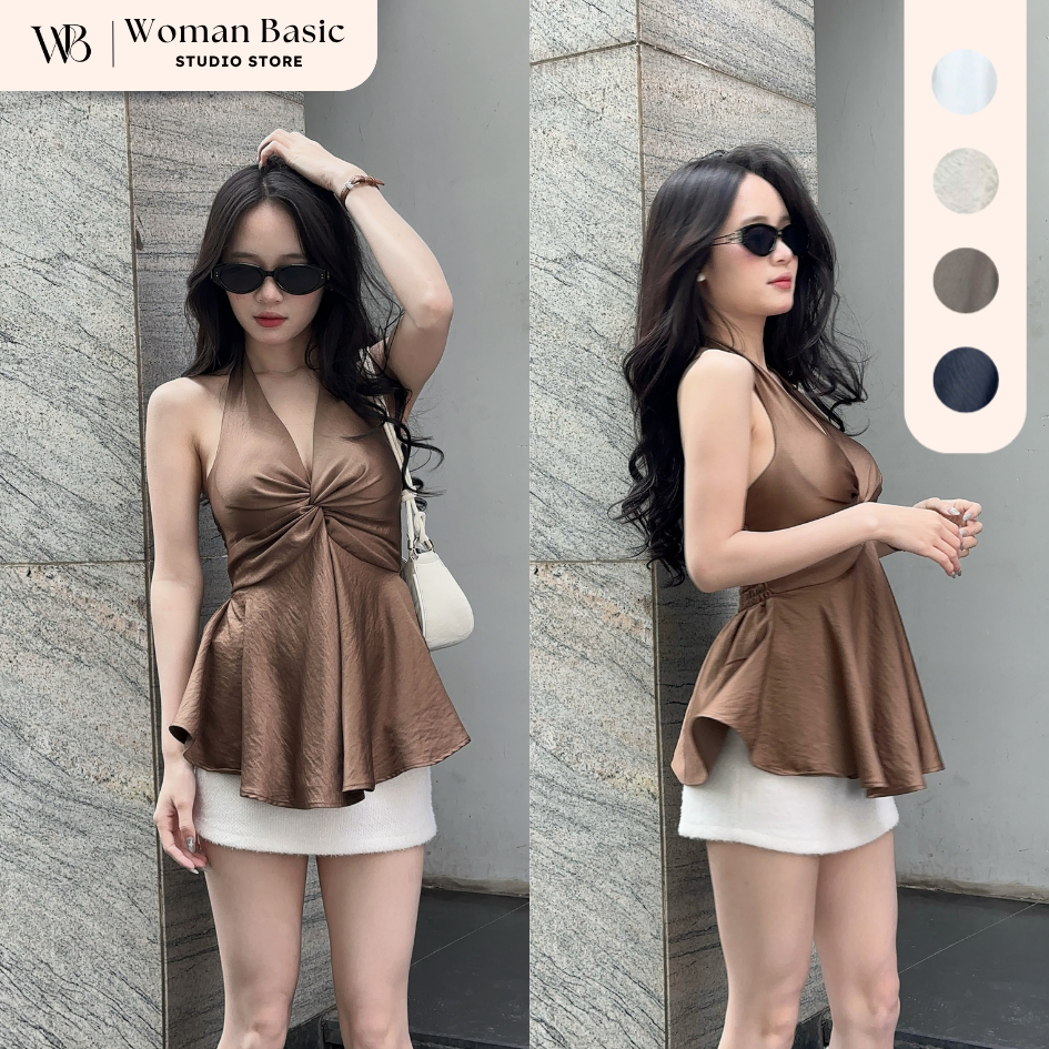 Áo yếm nữ WOMAN BASIC xoắn ngực lưng chun co dãn CÓ MÚT chất gió thô AY09 | BigBuy360 - bigbuy360.vn