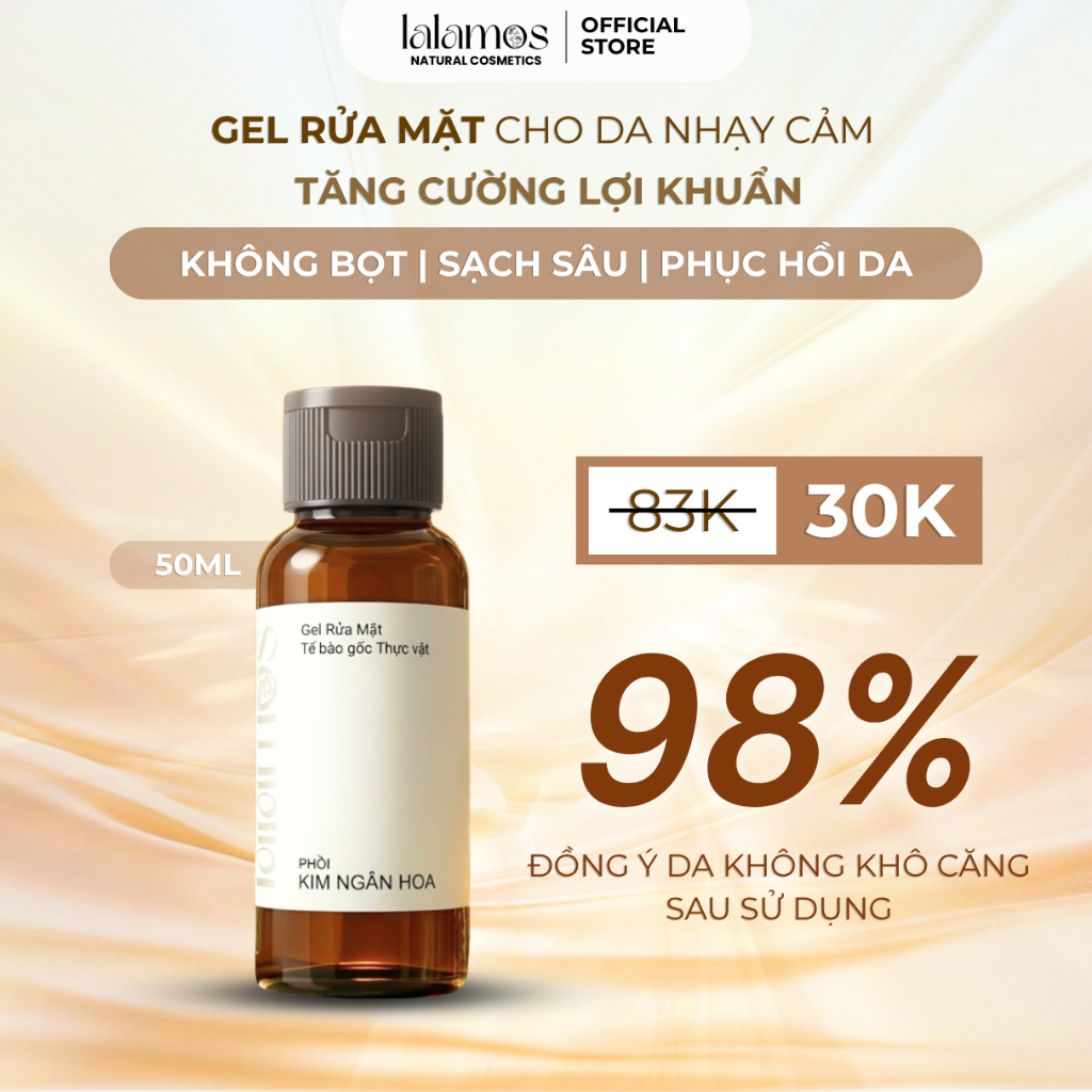 Sữa Rửa Mặt LALAMOS Phôi Kim Ngân Hoa Làm Sạch Sâu Cấp Ẩm Phục Hồi Làn Da Mini Size 50ml