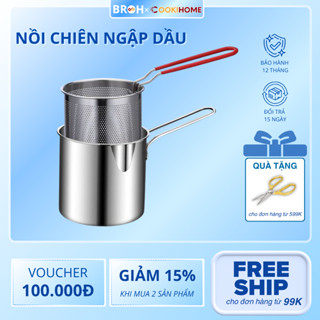 Nồi Chiên Ngập Dầu Bằng Thép Không Gỉ 304, Lưới Lọc Tiết Kiệm Dầu Chống Dính Dùng Cho Các Loại Bếp