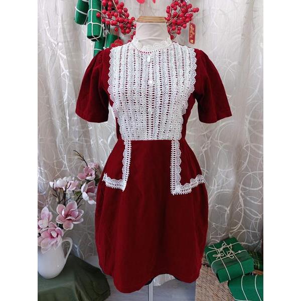 CHIBEST thanh lý - Đầm nhung chữ A BYMO - SIZE M