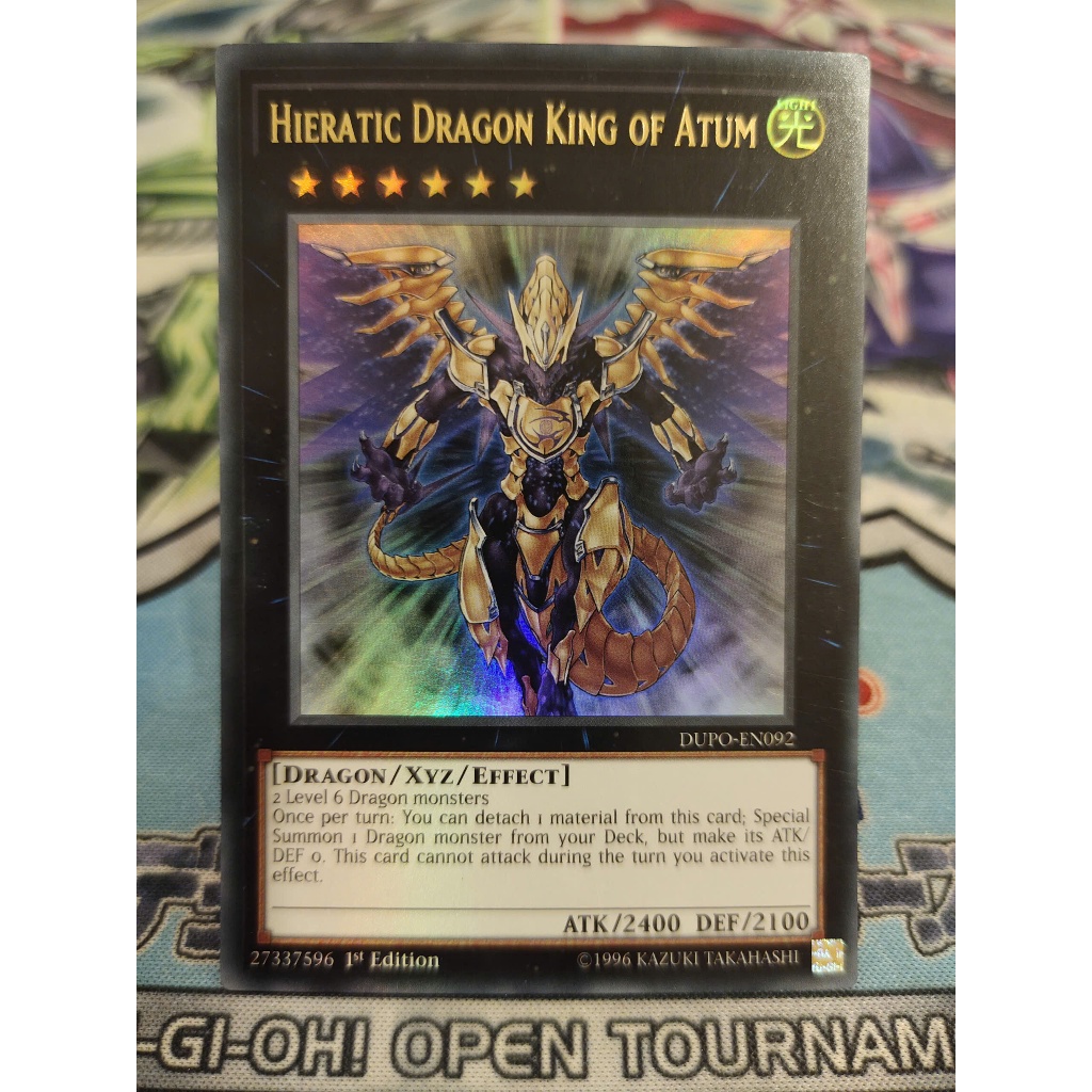 Thẻ bài Yugioh chính hãng - Hieratic Dragon King of Atum - DUPO-EN092 - Ultra Rare 1st Edition