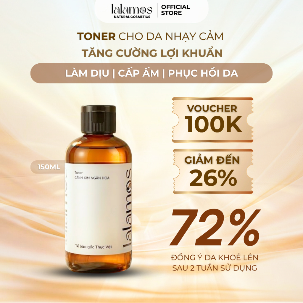 Toner Cánh Kim Ngân Hoa LALAMOS Dưỡng Ẩm Và Se Khít Lỗ Chân Lông 250ml