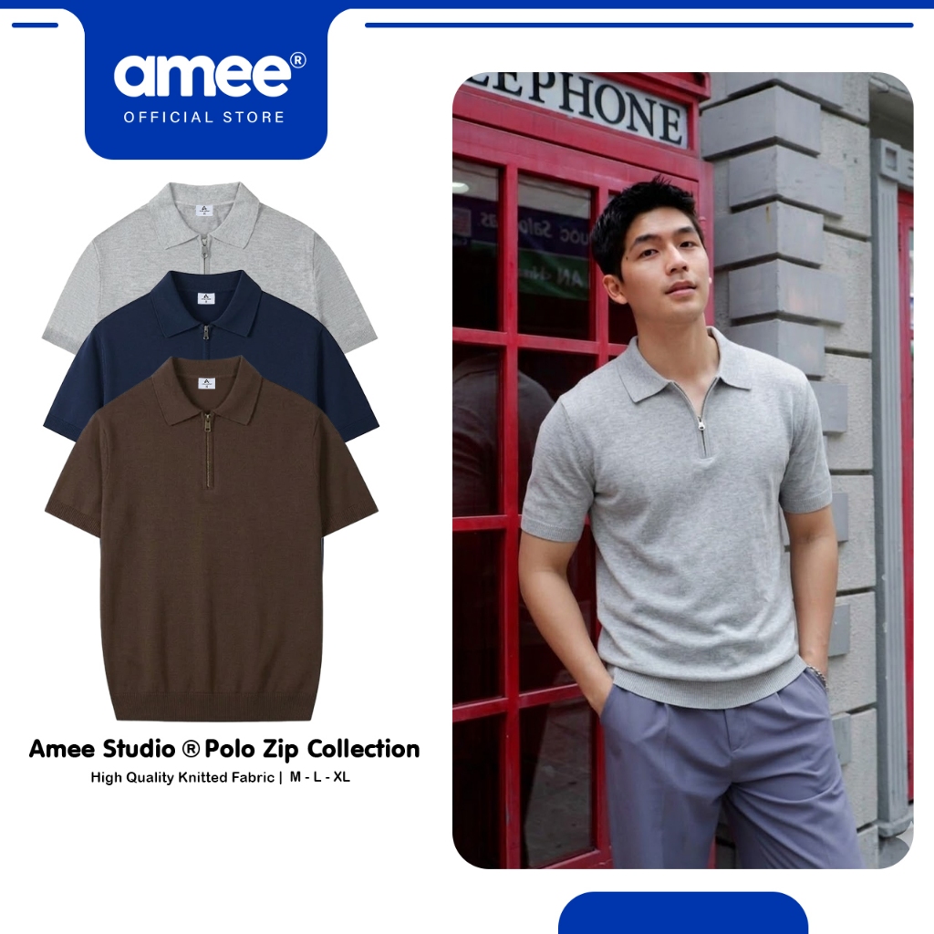 Áo Polo Zip Len Dệt Kim Amee Studio Chất Liệu Len Lông Thỏ Cao Cấp / Slim | BigBuy360 - bigbuy360.vn