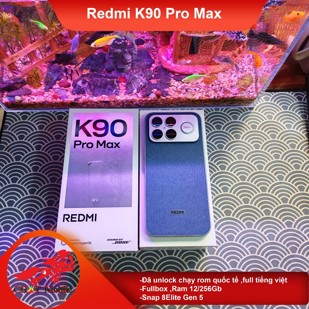 Điện thoại Redmi K90 Pro Max Fullbox ,Ram 12/256gb ,Snap 8 Elite Gen 5 ,LTPO Amoled 6.9'' 2k+ 120hz 